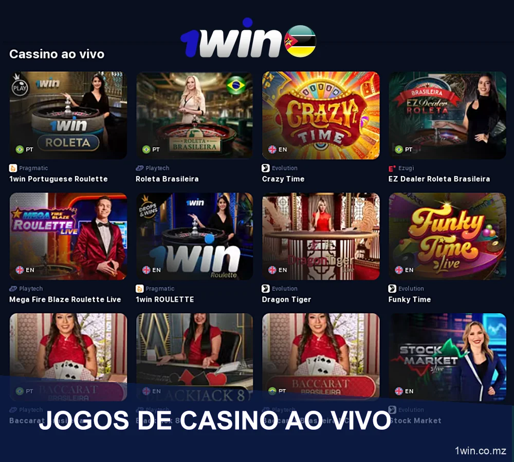 Jogos de casino ao vivo no 1win em Moçambique