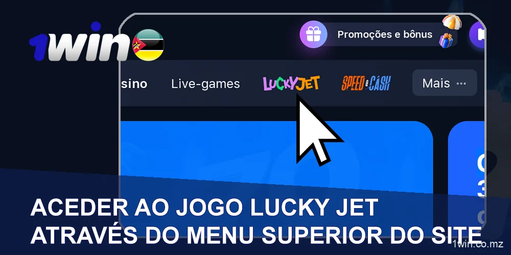 Clique em Lucky Jet no menu principal 1win