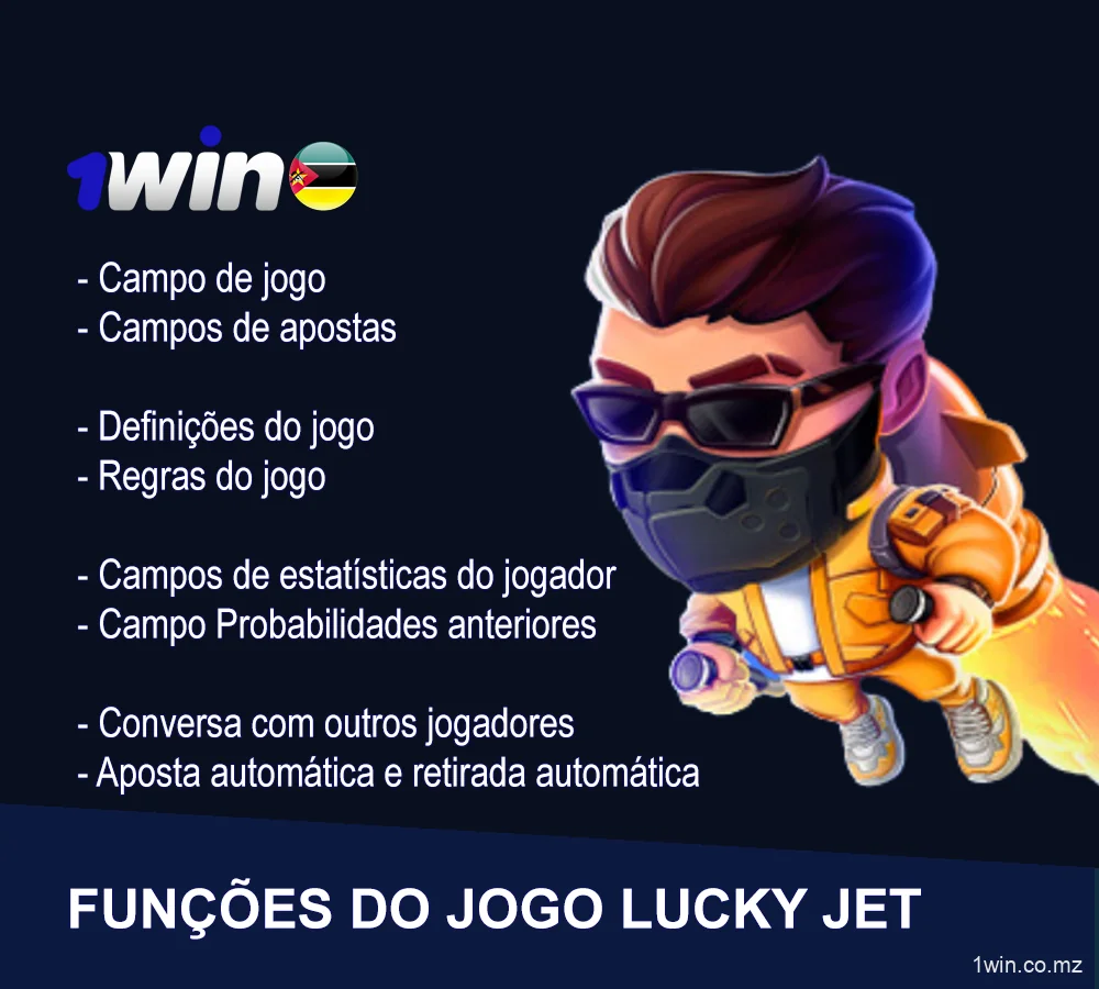 Funções 1win Lucky Jet Game em Moçambique