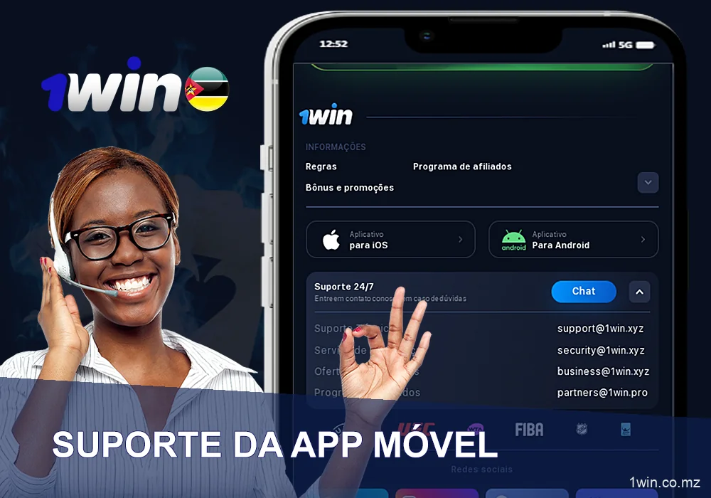Suporte da aplicação móvel 1win no Mozambique